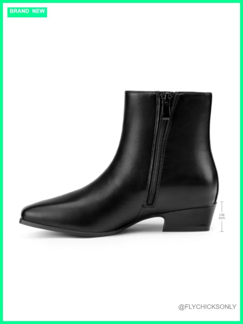 Womens Chunky Low Heel Square Toe Ankle Boots Faux Leather Side Zipper Booties